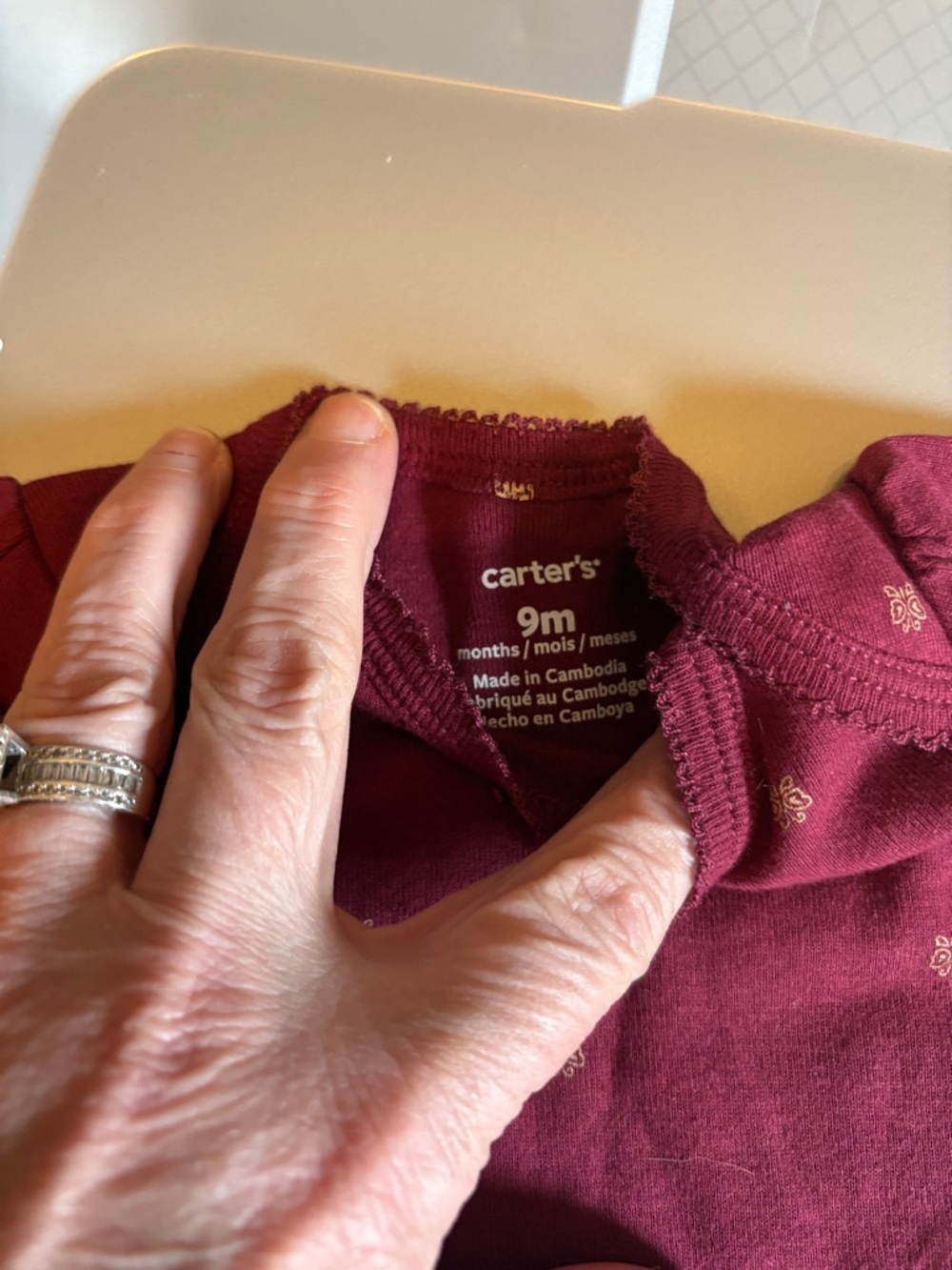 Carter's Cream Heathered Long Sleeve Bodysuit - Picture 8 of 8